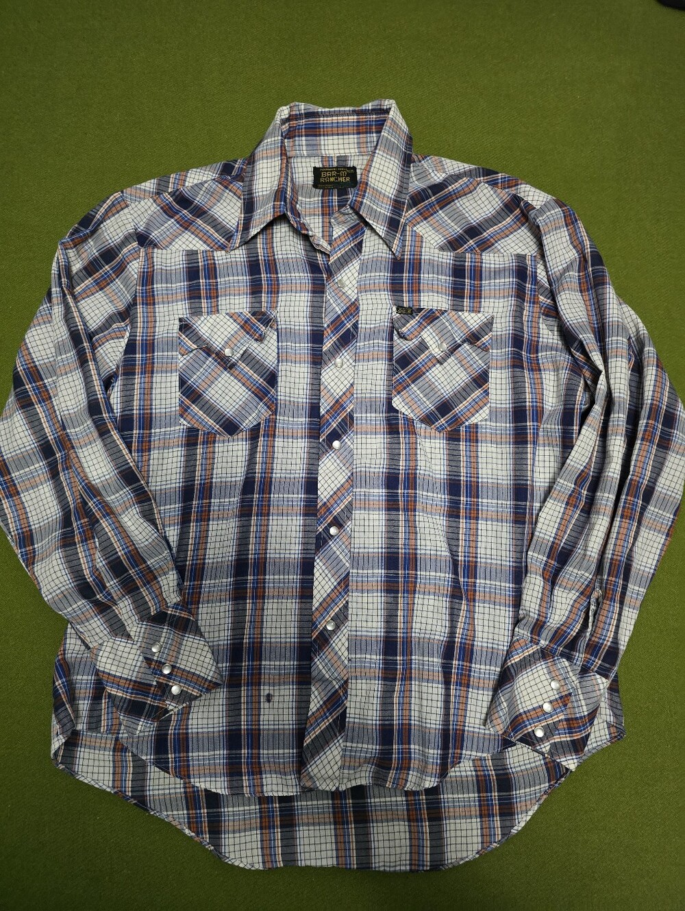Vintage Bar B Western Shirt - Blue & White